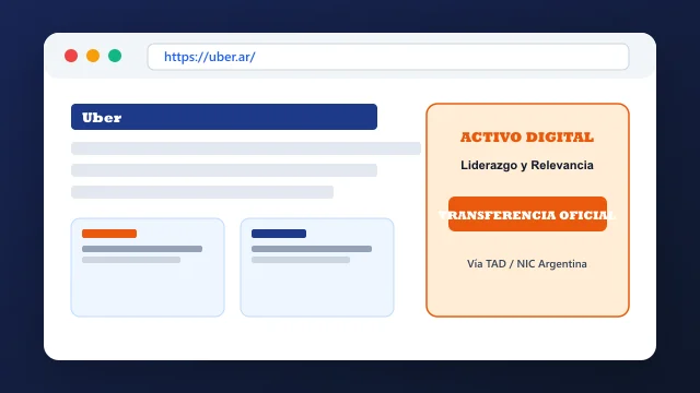 Vista del activo digital estratégico uber.ar y transferencia formal